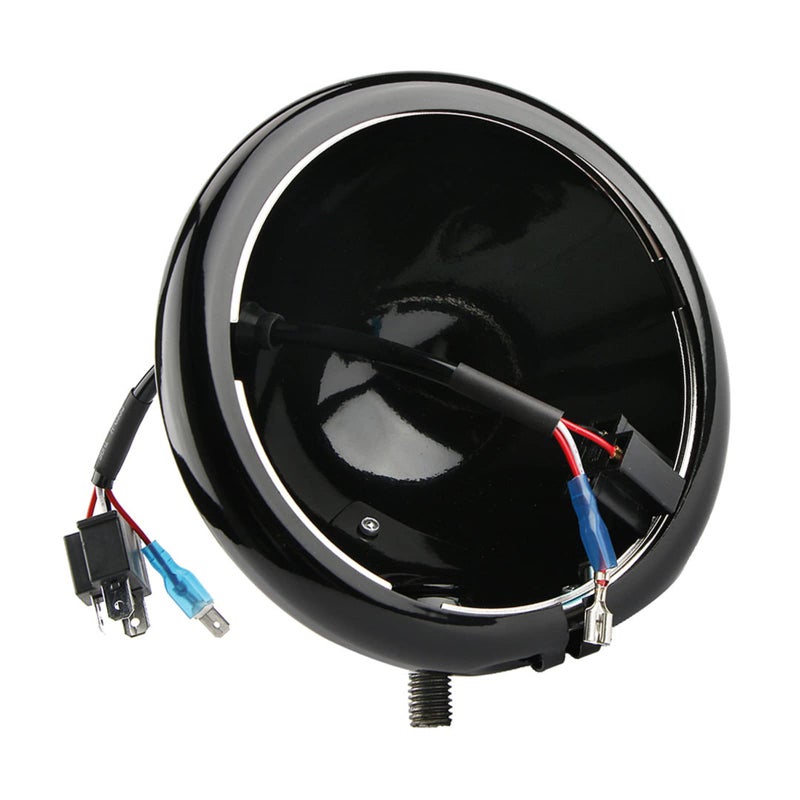Autokun 5.75" Headlight Housing Motorcycle 5 3/4 inch Round LED Headlight Bucket for Motorcycle Headlamp Mounting, Black - Image 1